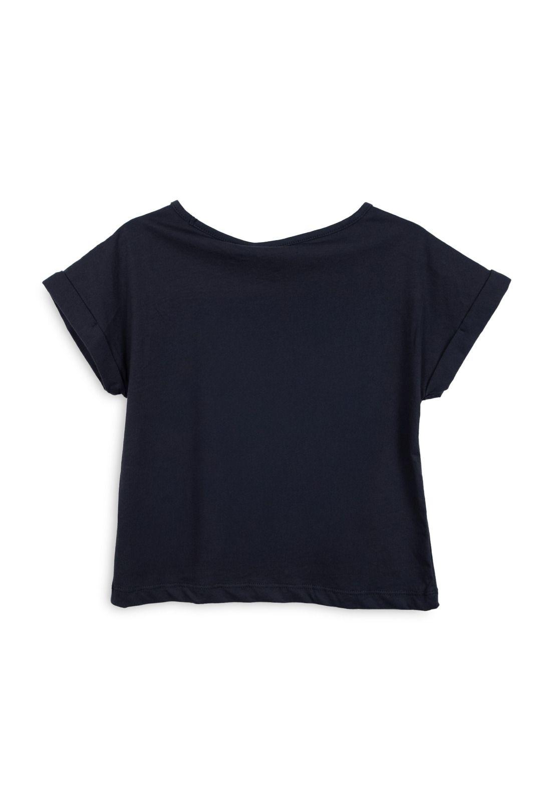 Polera Niña Manga Corta Estampado Hoja Marengo Pillin-1