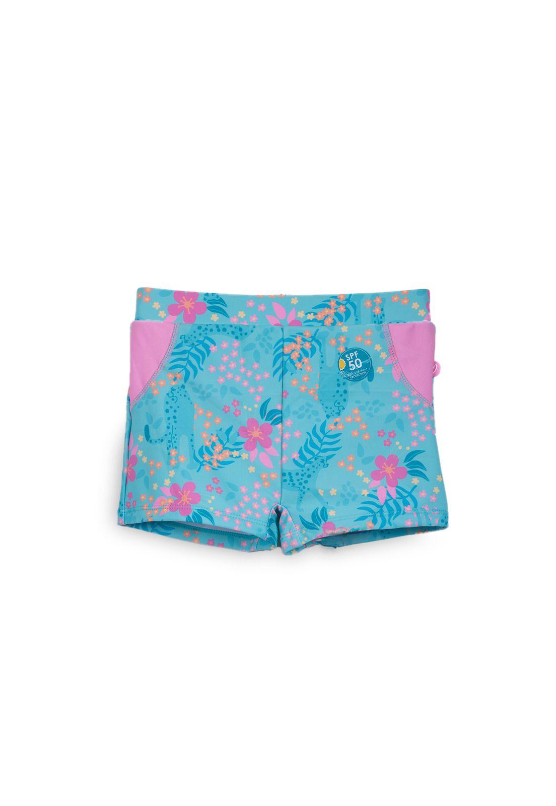 Short de Baño Niña Estampado Turquesa Pillin-0
