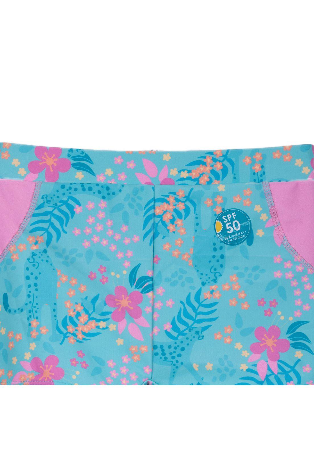 Short de Baño Niña Estampado Turquesa Pillin-2
