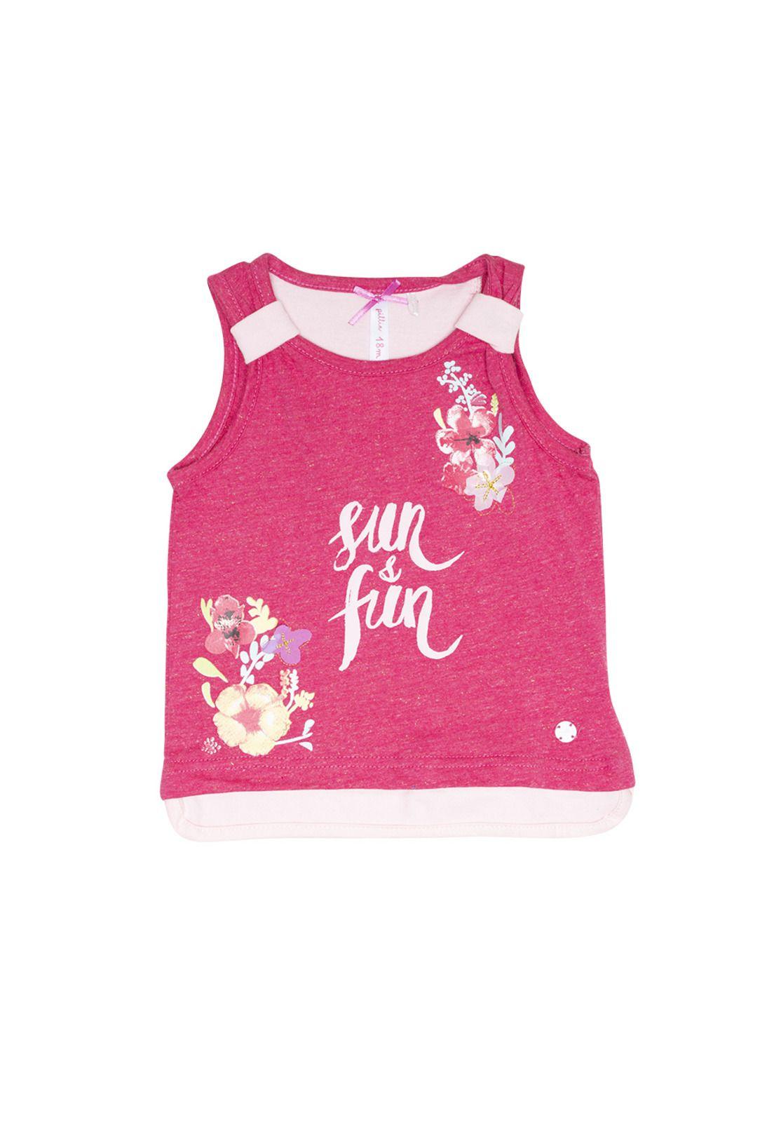 Polera Bebe Algodón Verano Niña Fucsia-1