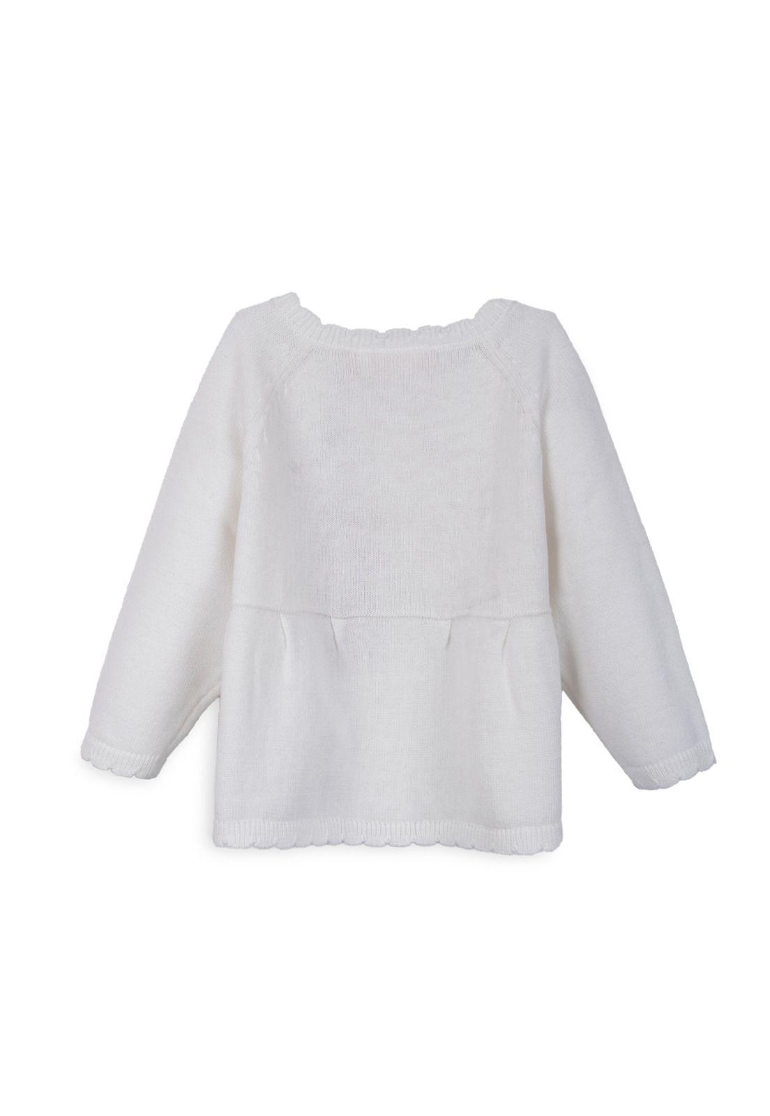 Chaleco Bebé Niña Bordado Cerezas con Botones Blanco Pillin-1