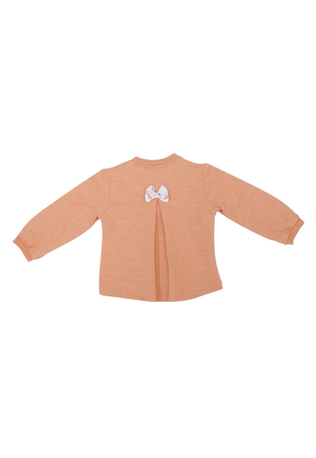 Polera Manga Larga Bebé Niña Naranja Pillin-2