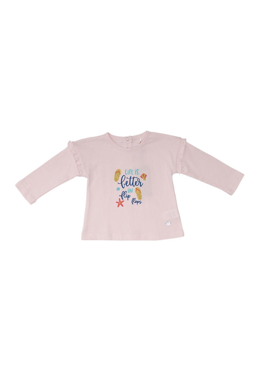Polera Manga Larga Bebe Niña Beige Pillin-1