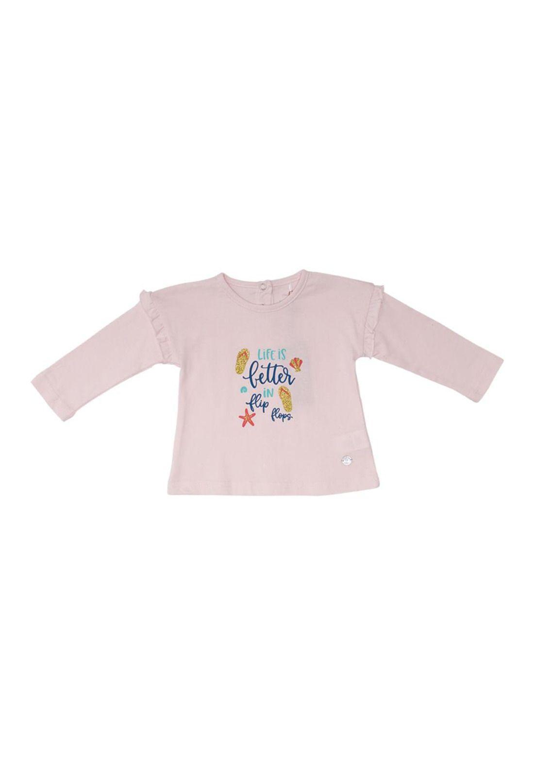 Polera Manga Larga Bebe Niña Beige Pillin-0
