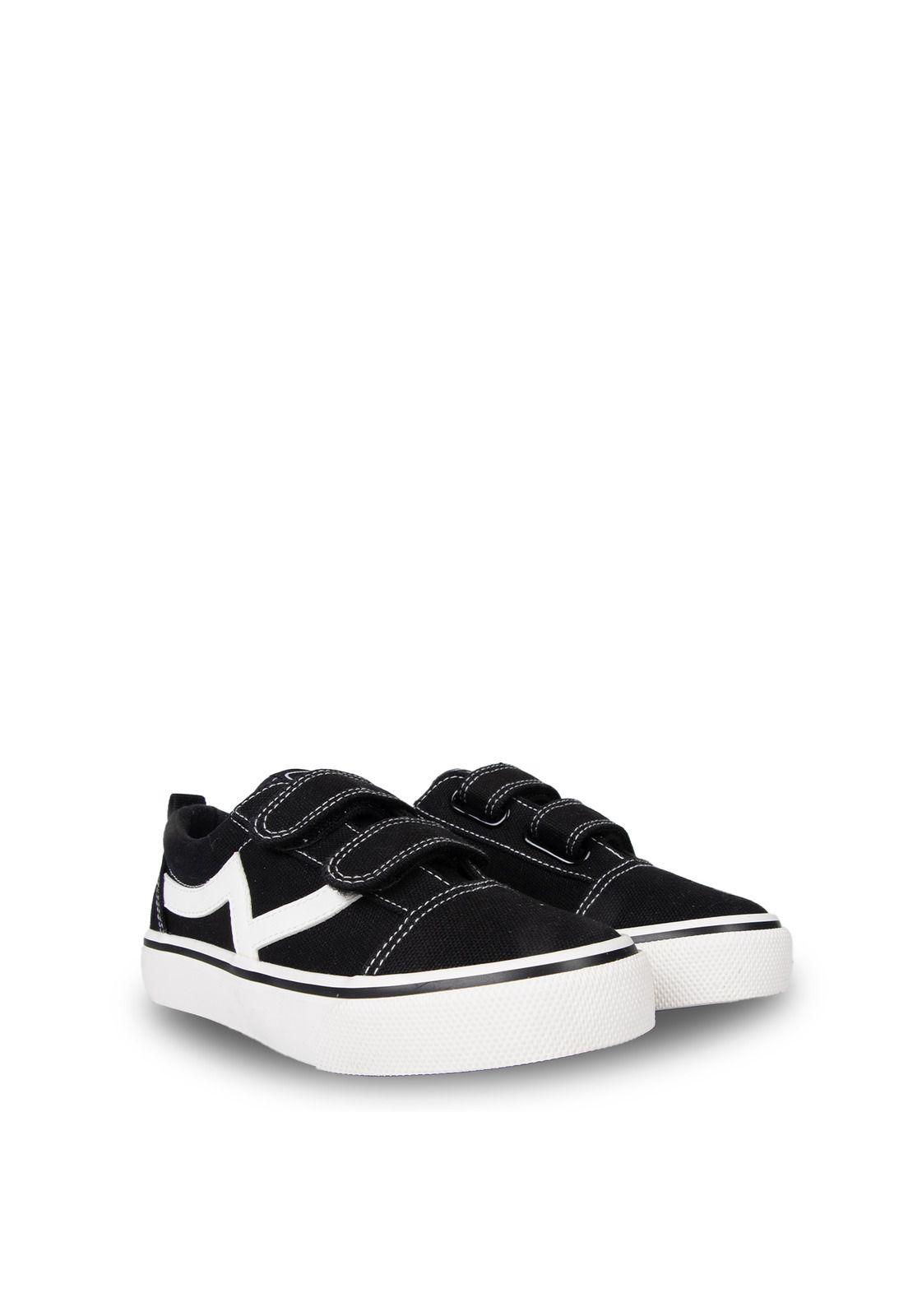 Zapatilla Niño de Lona Velcros Ajustables Negro Pillin-0