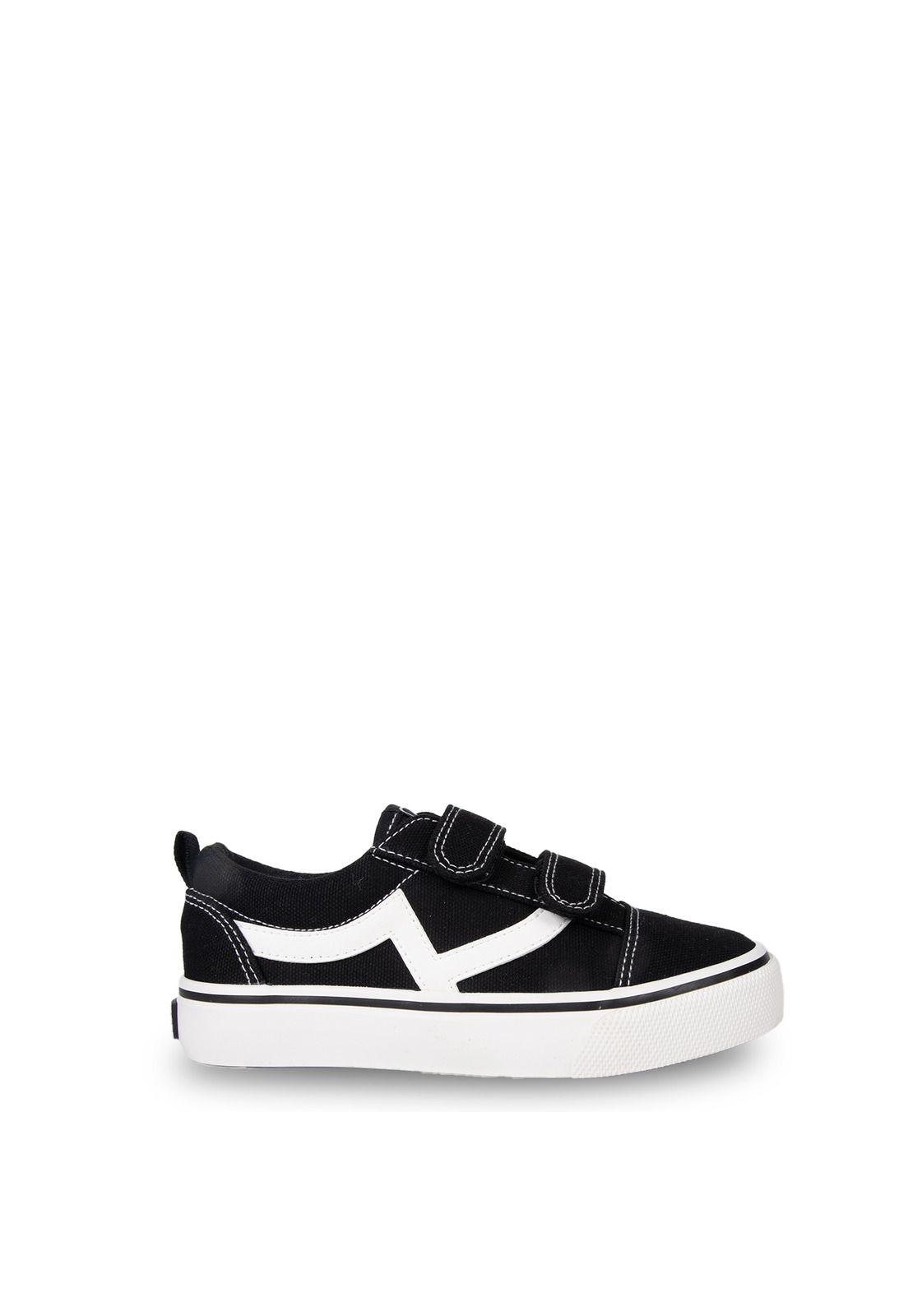 Zapatilla Niño de Lona Velcros Ajustables Negro Pillin-1