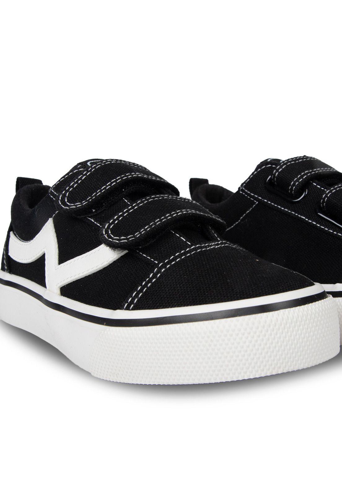 Zapatilla Niño de Lona Velcros Ajustables Negro Pillin-4