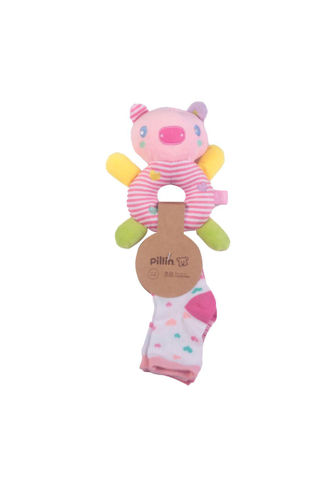 Calcetín peluche Bebe Niña Rosado Pillín-1
