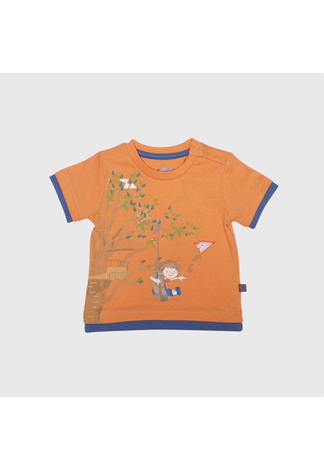 Polera Bebé Algodón Verano Niño Naranja-1