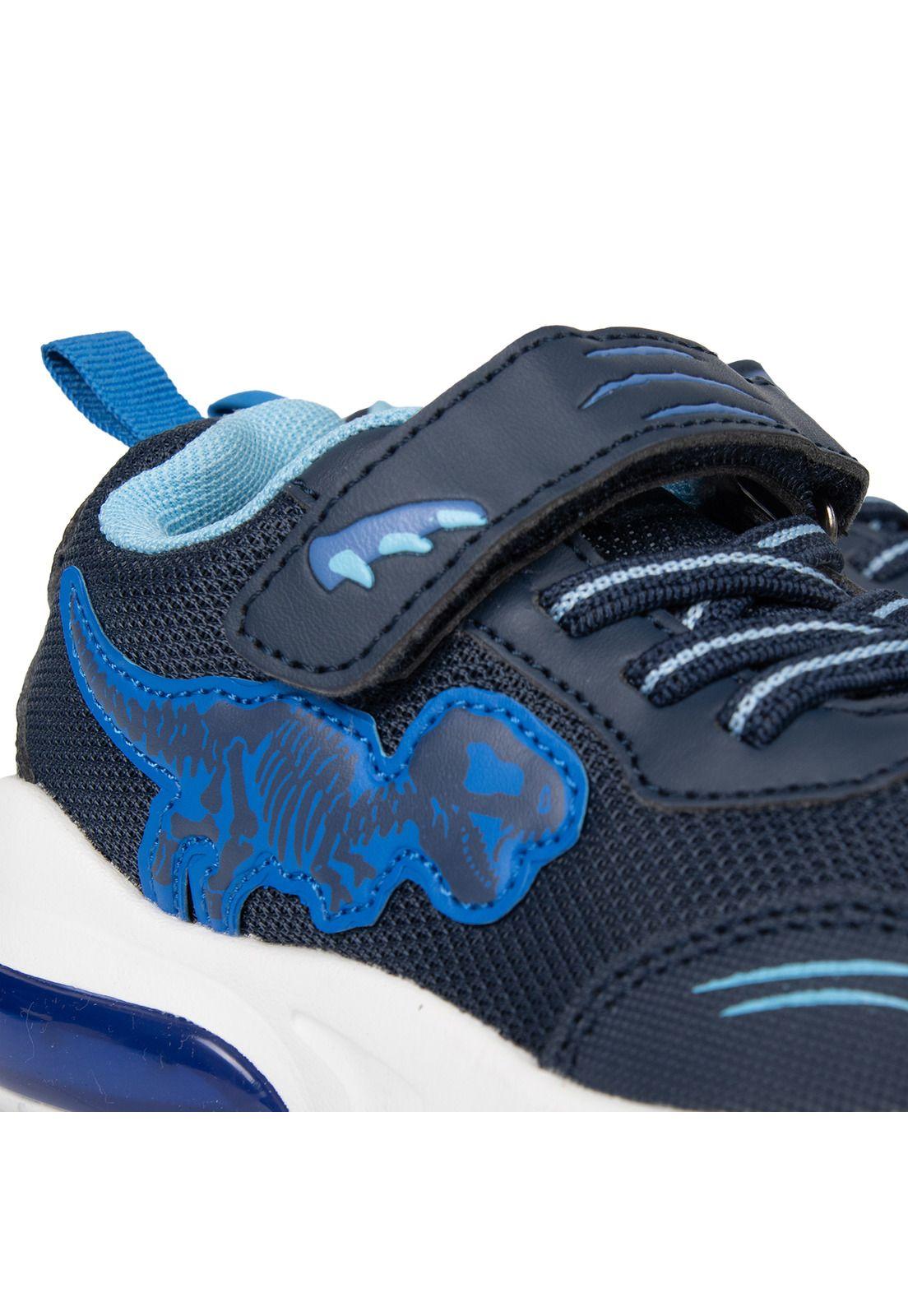 Zapatilla Bebé Niño con Luces Dinosaurio Azul Pillin-4