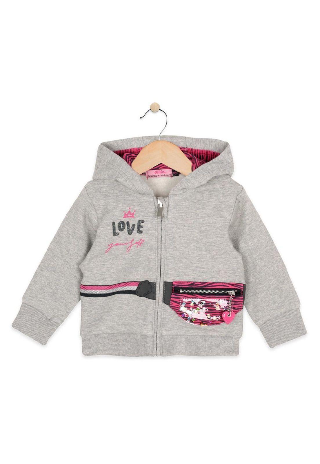 Polerón Bebe Niña Gris Pillin-0