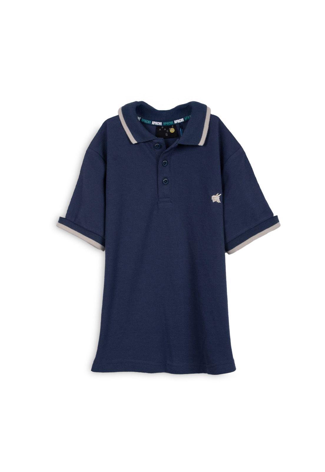Polera Niño Manga Corta Cuello Piqué Azul Pillin-0