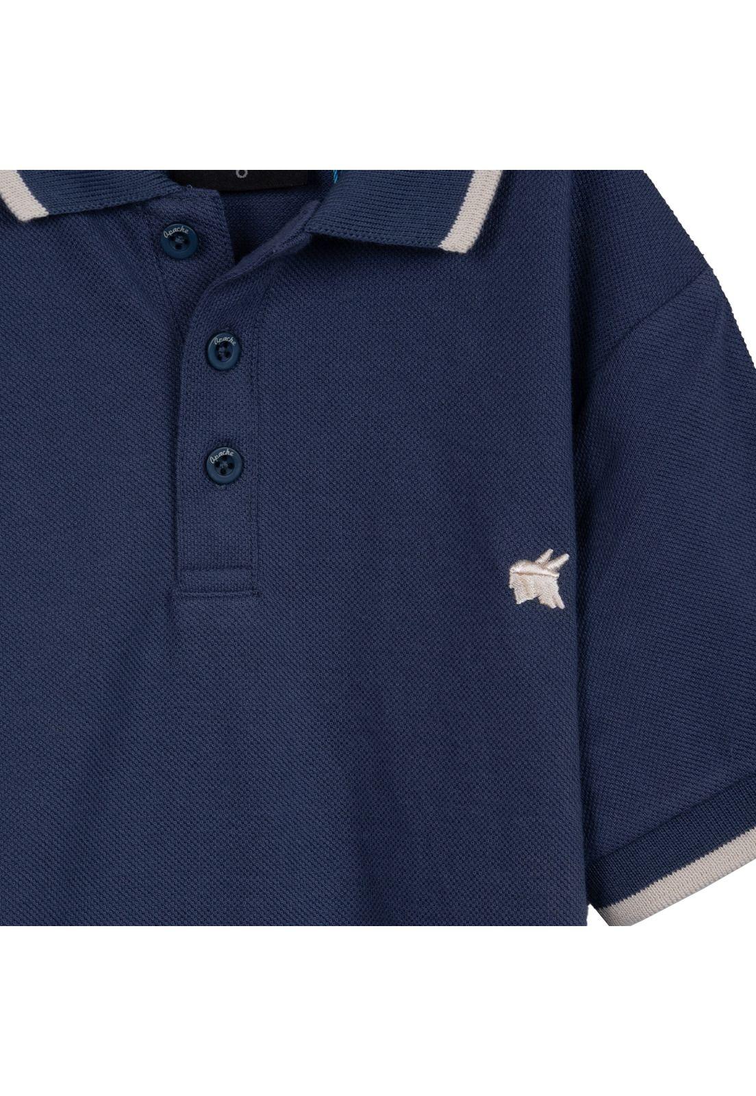 Polera Niño Manga Corta Cuello Piqué Azul Pillin-2