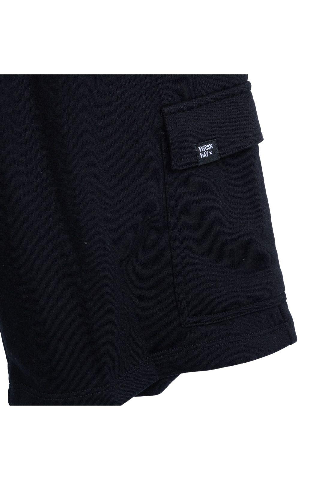 Bermuda Niño Básico Cintura Ajustable Negro Pillin-3