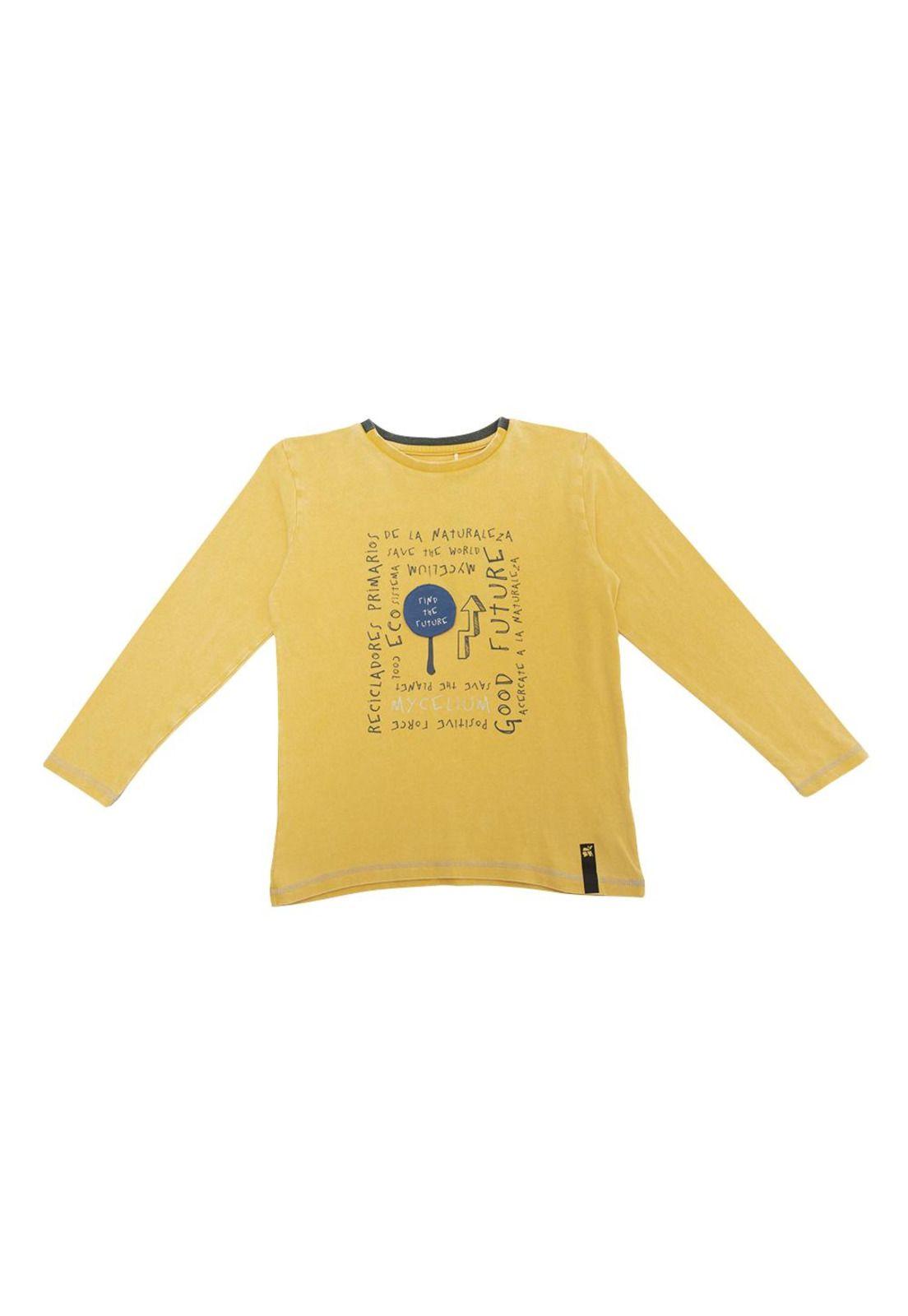 Polera Manga Larga Niño Mostaza Pillin-0