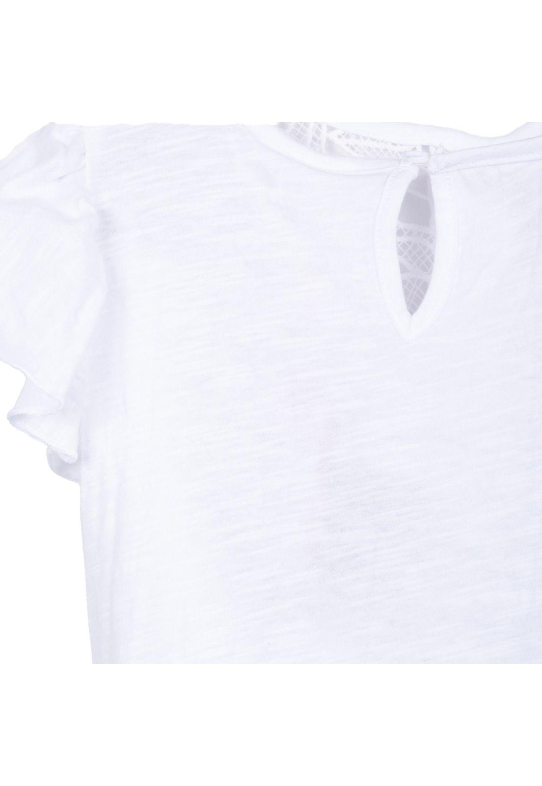 Polera Niña Manga Corta con Vuelos Lisa Blanco Pillin-2