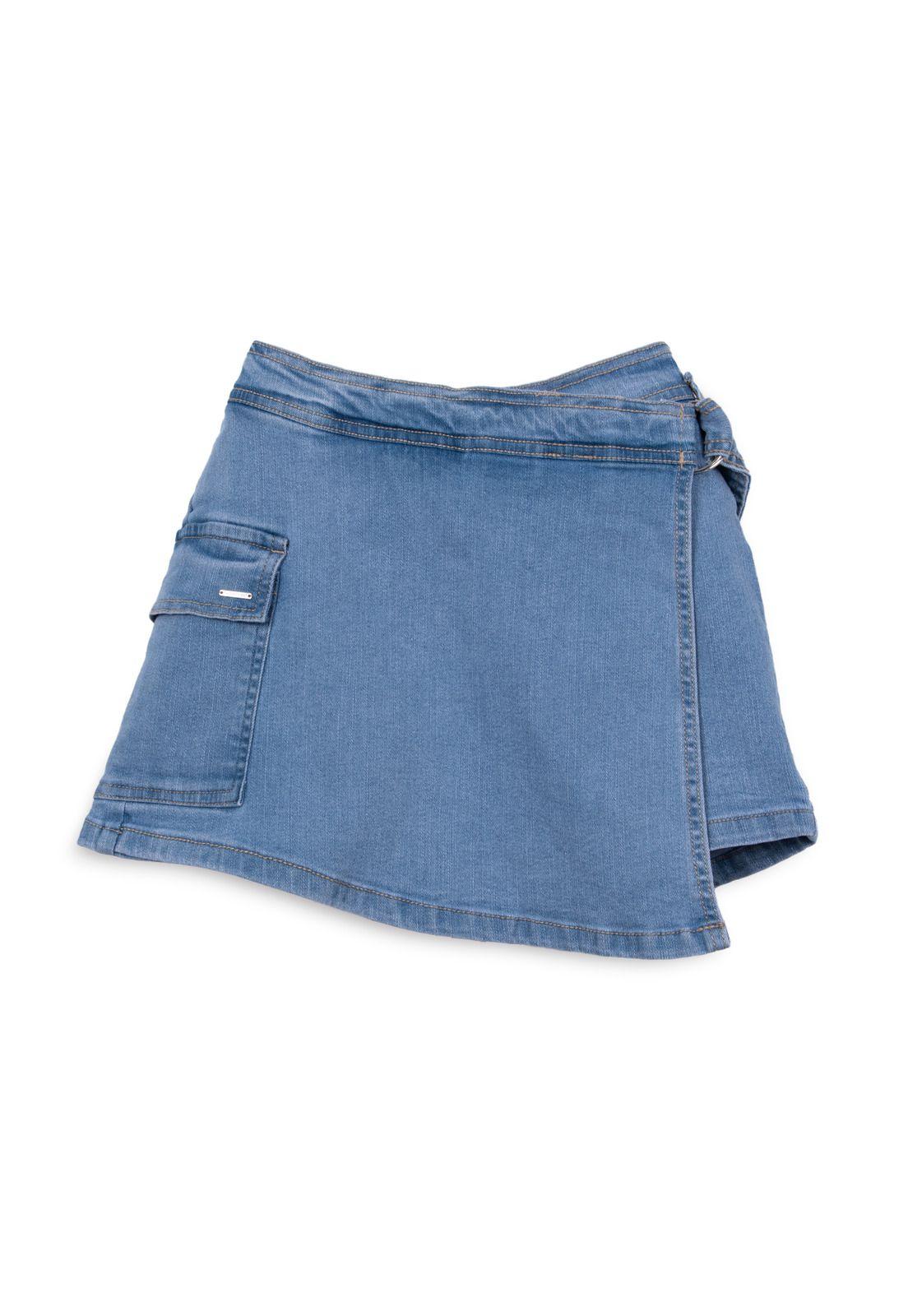 Short Falda Niña Denim Azul Pillin-0