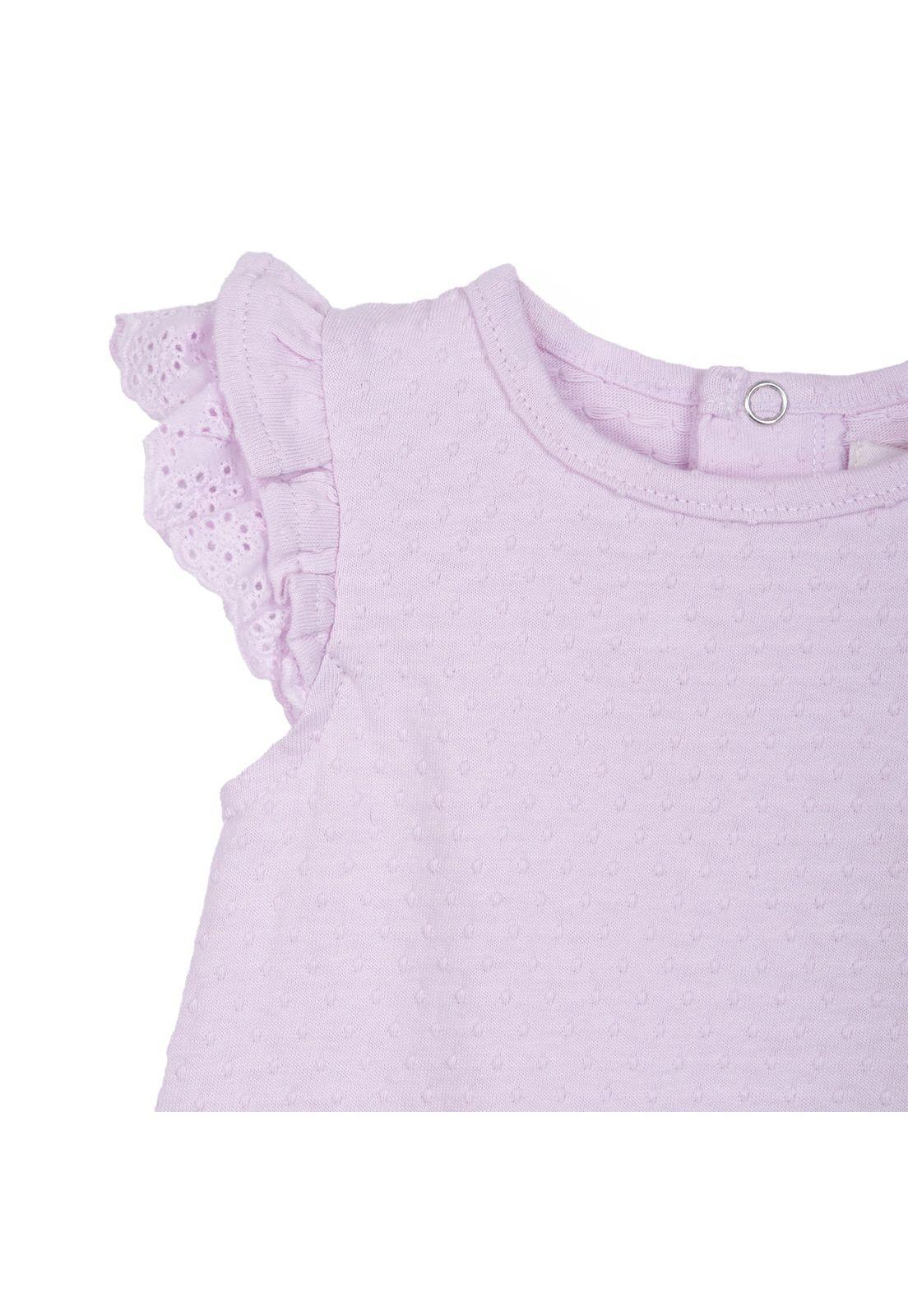 Polera Bebé Niña Manga Corta Lisa con Broches Lila Pillin-2