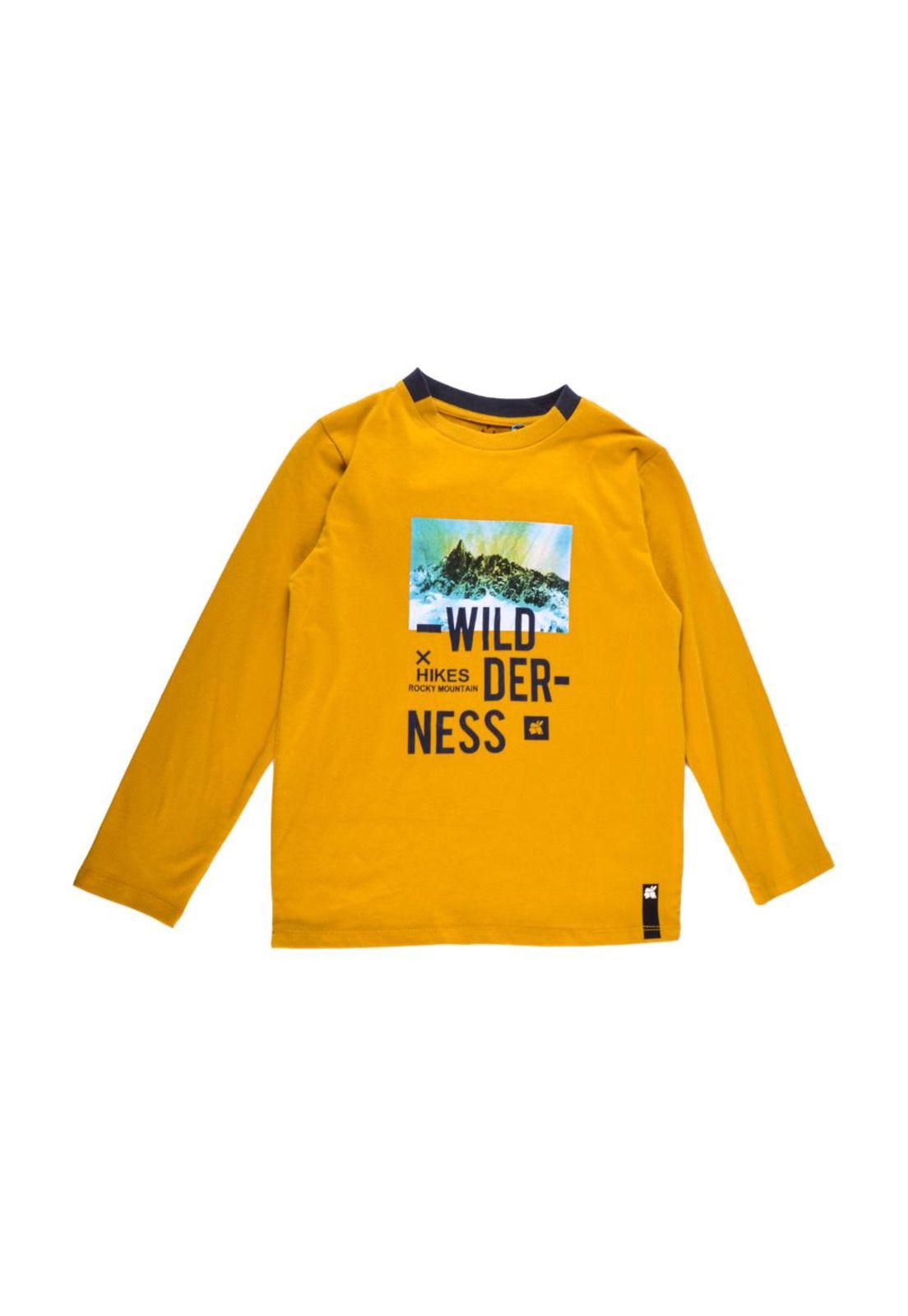 Polera Manga Larga Niño Mostaza Pillin-0