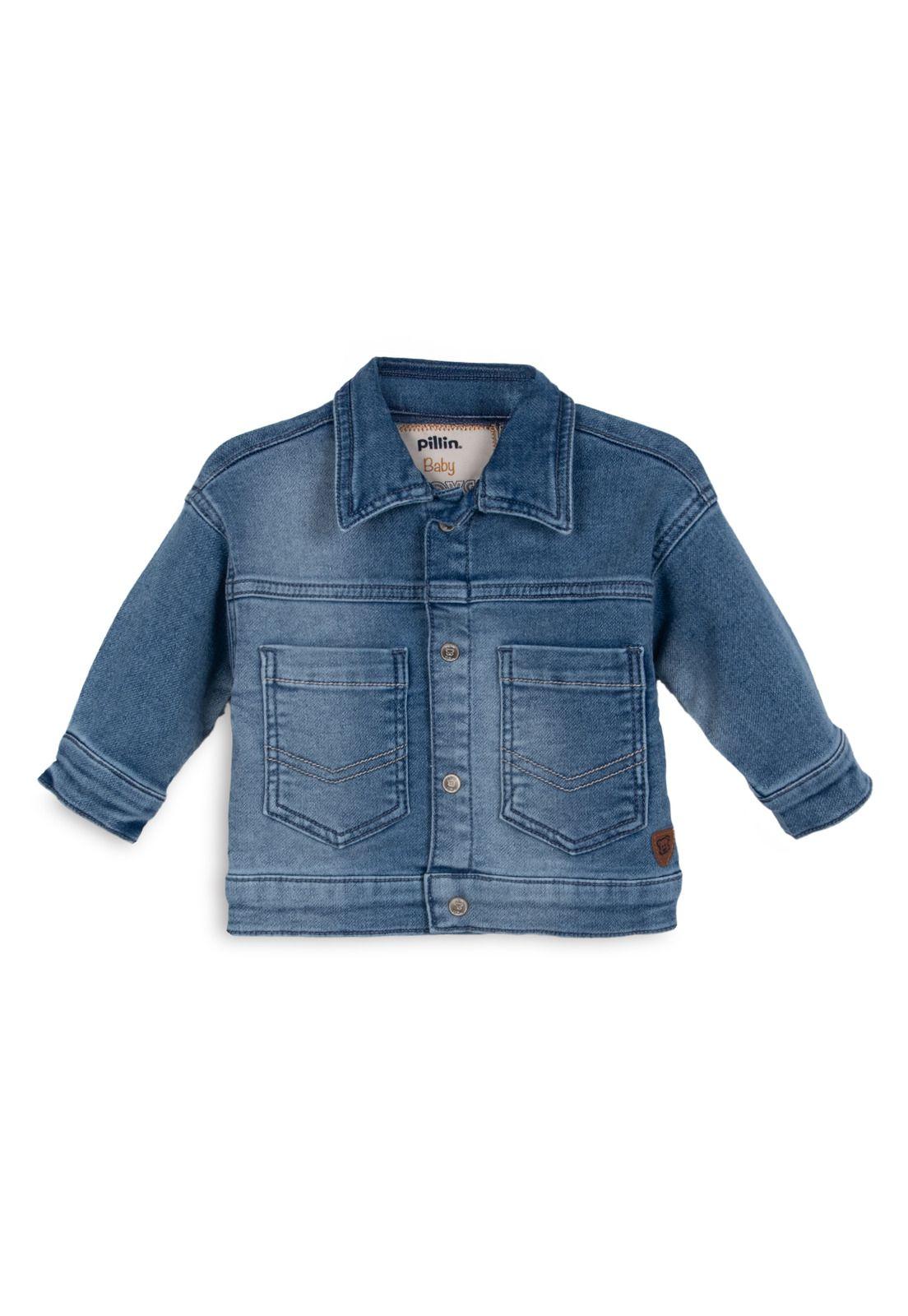Chaqueta Bebé Niño con Broches y Bolsillos Delanteros Denim Pillin-0