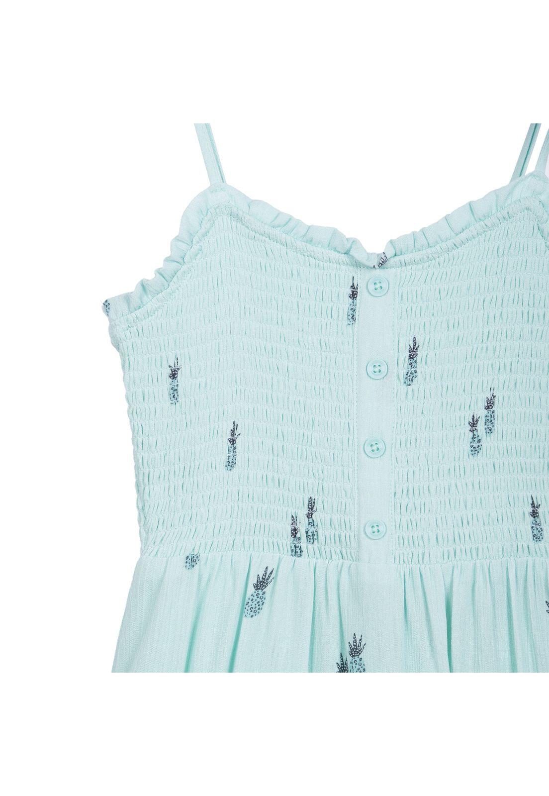 Vestido Niña Sin Mangas Diseño Piñas Menta Pillin-2