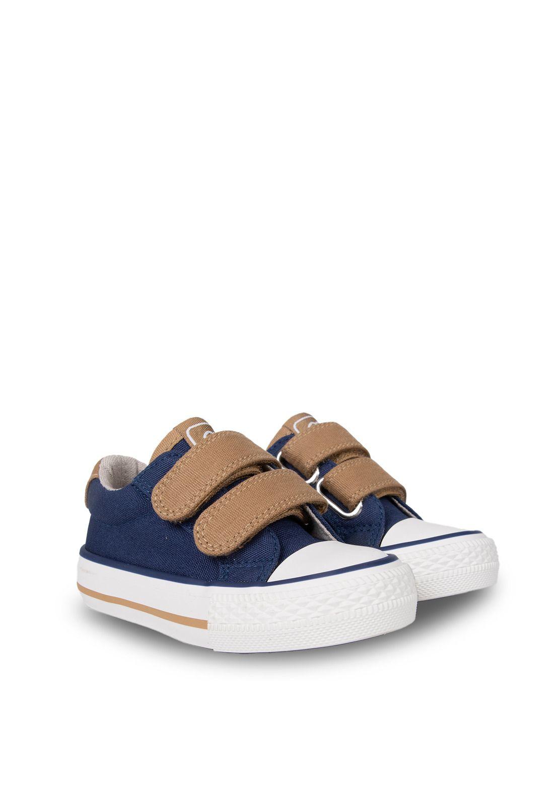 Zapatilla Bebé Niño de Lona Doble Velcro Azul Marino Pillin-0