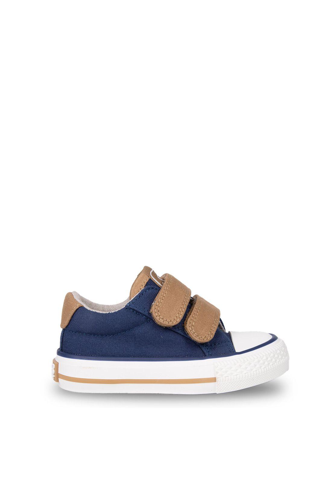 Zapatilla Bebé Niño de Lona Doble Velcro Azul Marino Pillin-1