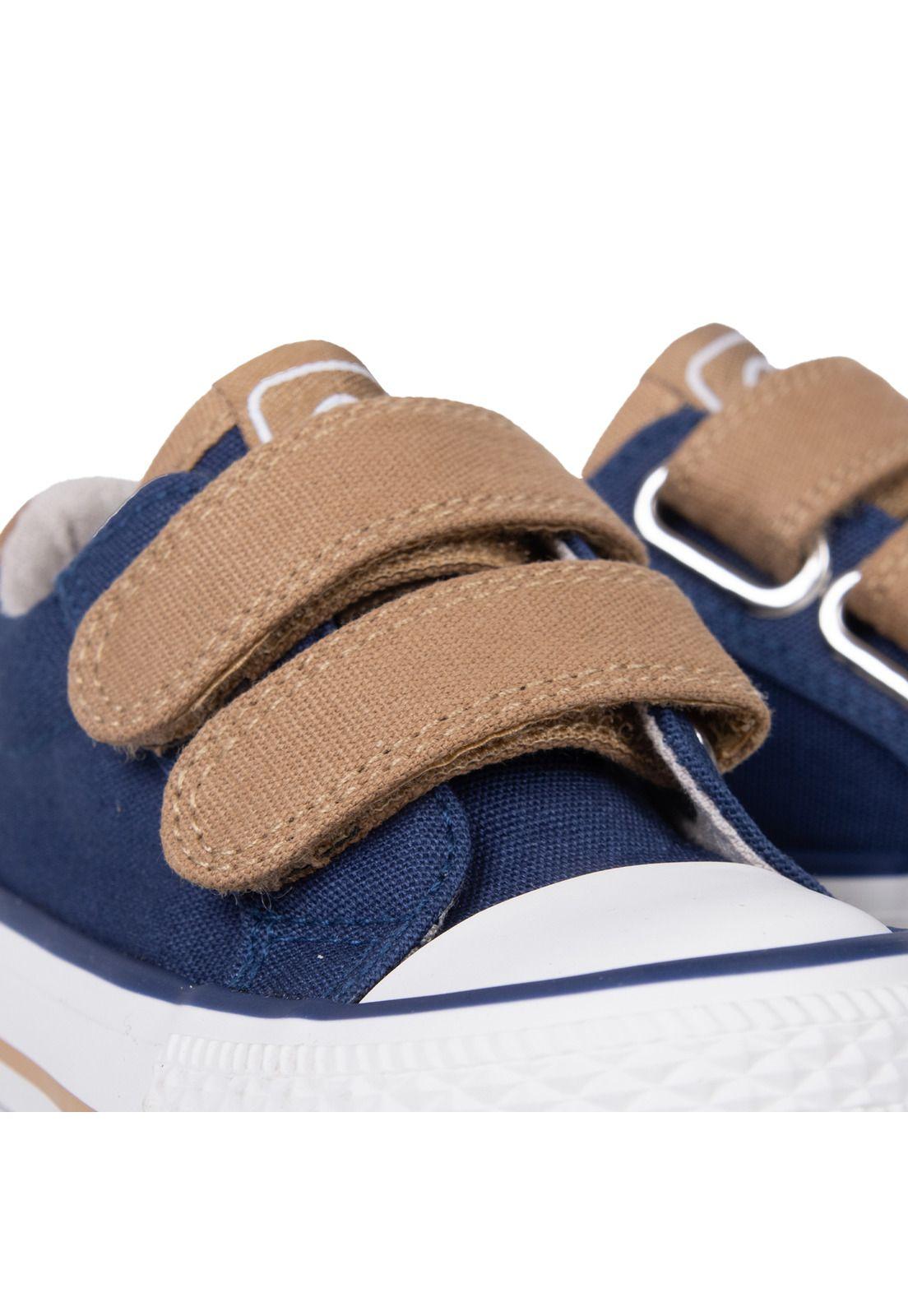 Zapatilla Bebé Niño de Lona Doble Velcro Azul Marino Pillin-4