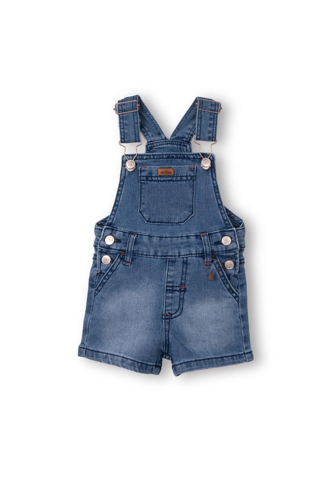 Jardinera Bebé Niño con Bolsillos Denim Pillin-0