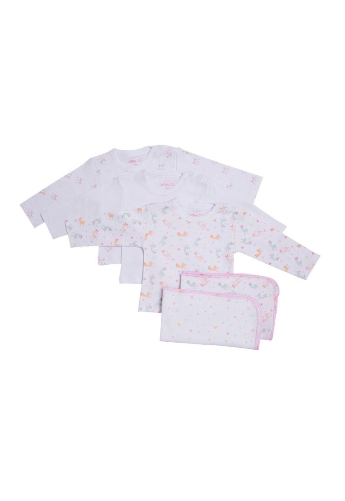 Pack 3 Camiseta Bebé Temporadas Niña Blanco Pillín-0