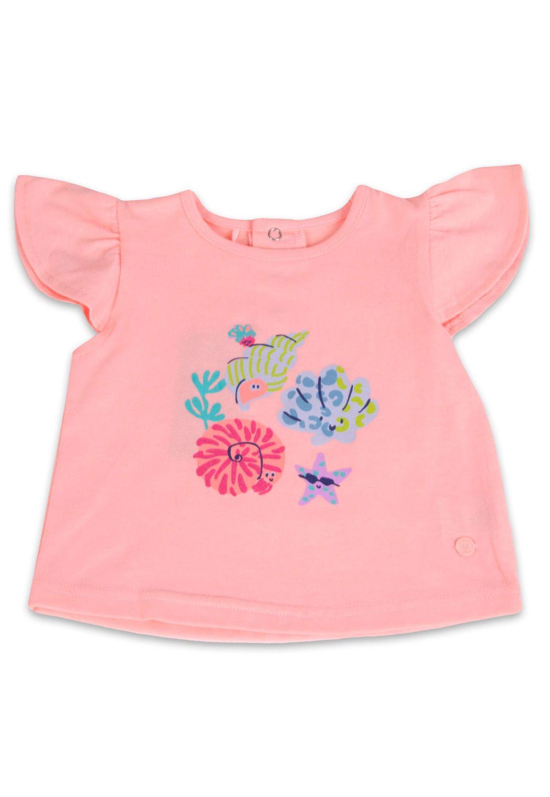 Polera Manga Corta Bebe Niña Rosado Pillin-1