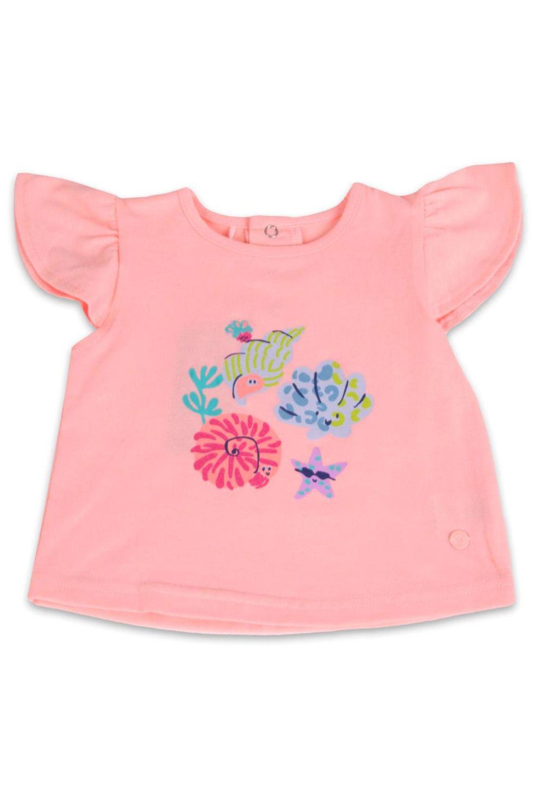 Polera Manga Corta Bebe Niña Rosado Pillin-0
