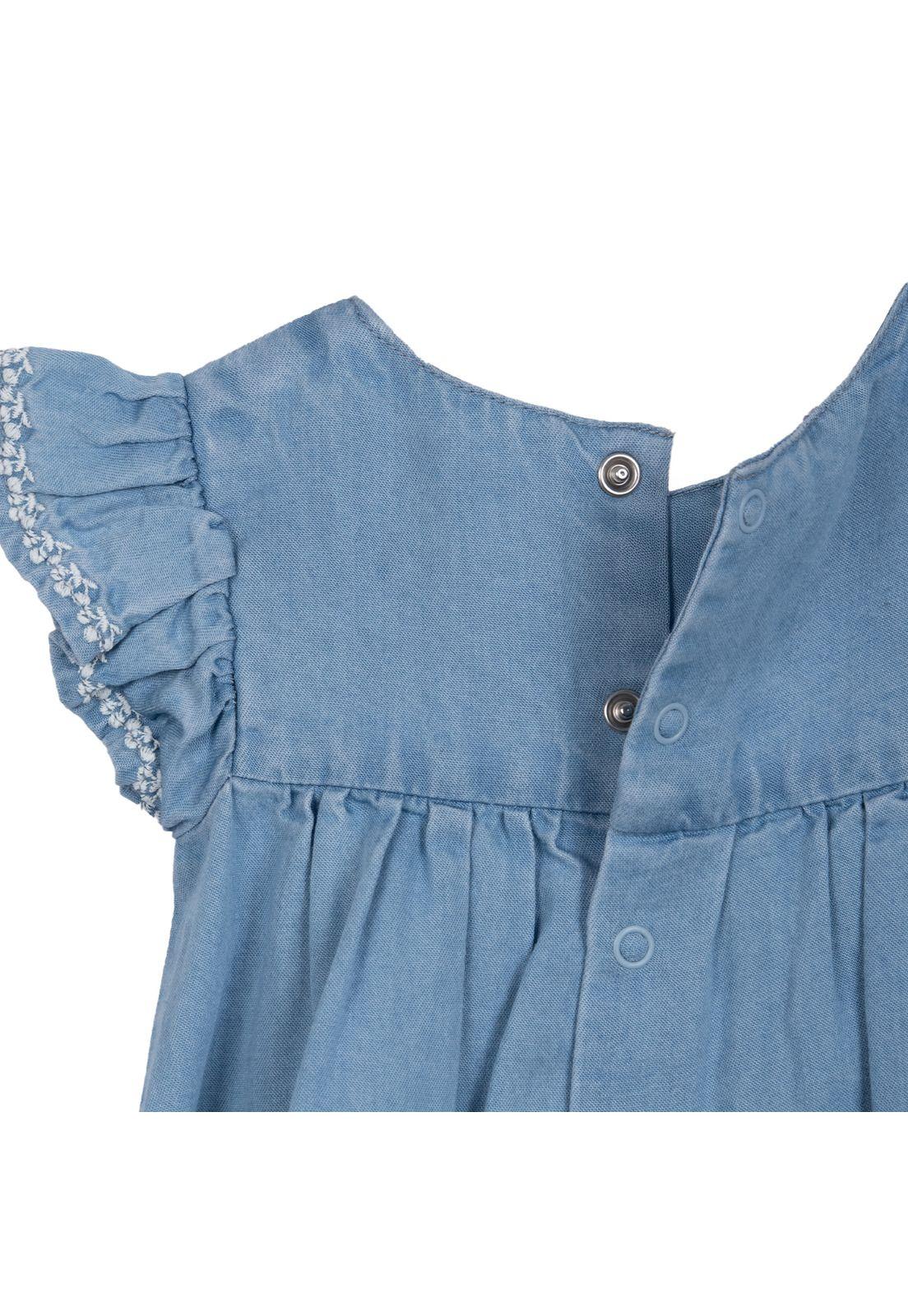 Vestido Bebé Niña Bordado Cerezas Denim Pillin-3