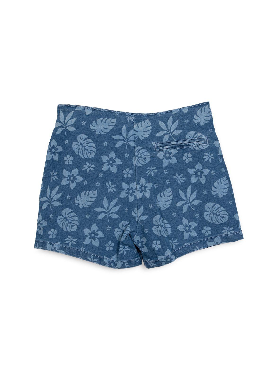 Short Falda Niña Diseño Floral Denim Pillin-1