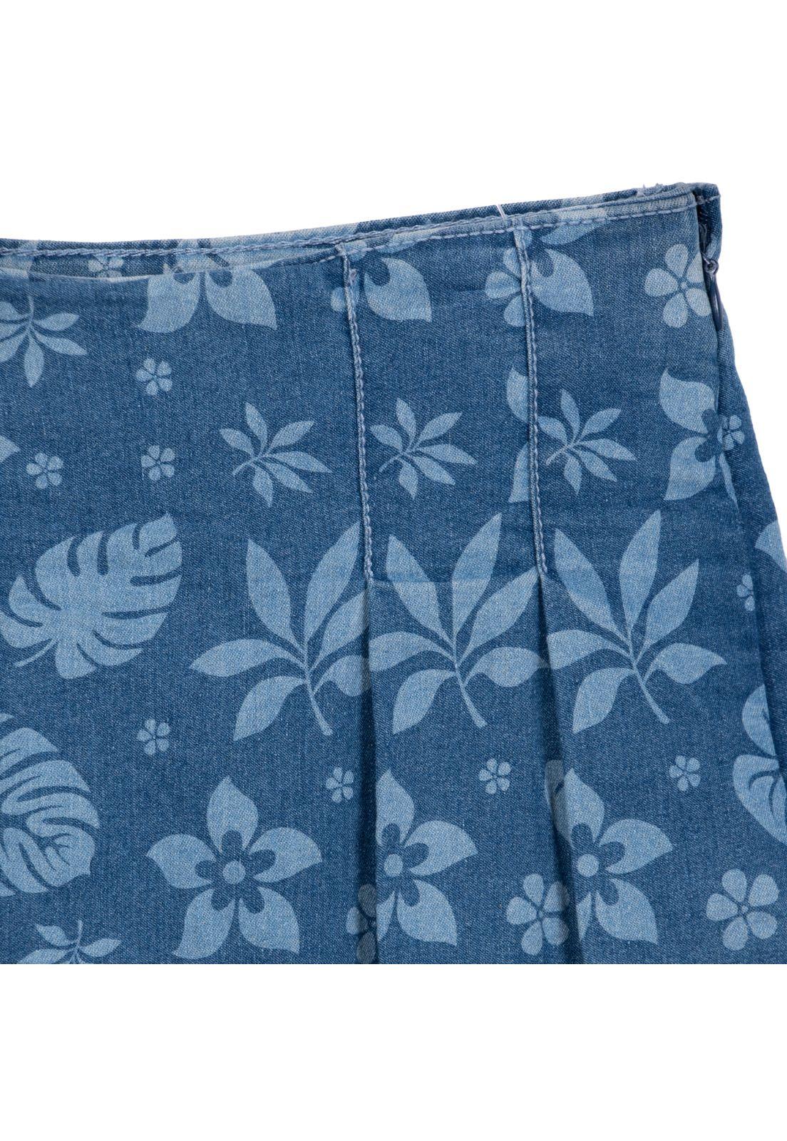 Short Falda Niña Diseño Floral Denim Pillin-2