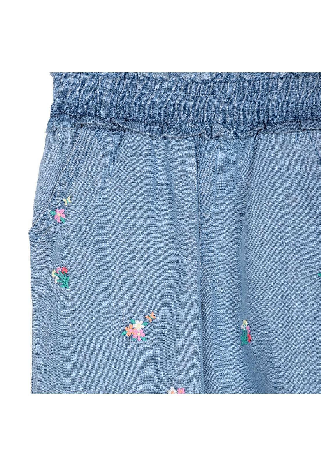 Jeans Bebé Niña Recto Cintura Elasticada Floral Denim Pillin-2