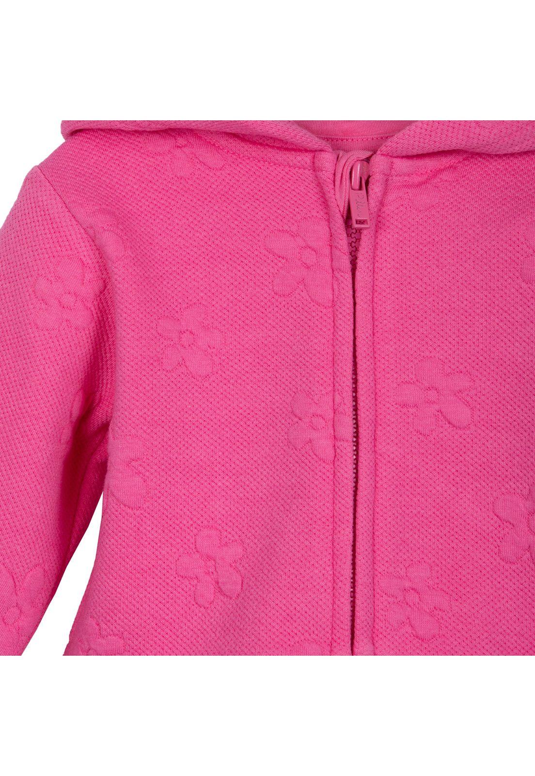 Polerón Bebé Niña con Cierre y Capucha Floral Fucsia Pillin-2