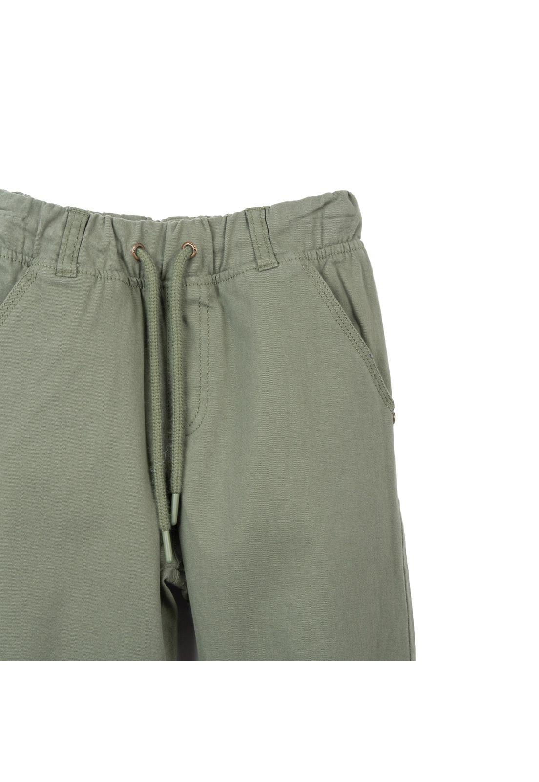 Pantalón Niño Gabardina Cintura Elasticada Verde Pillin-2