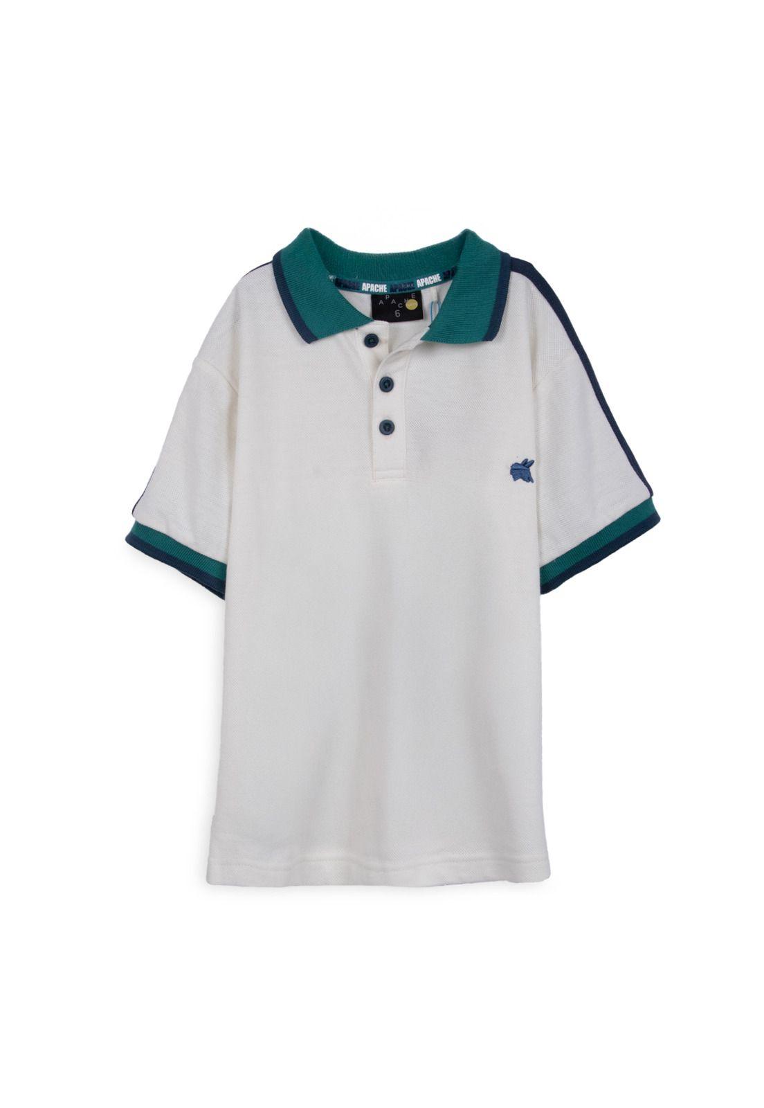 Polera Niño Manga Corta Cuello Piqué Blanco Pillin-0