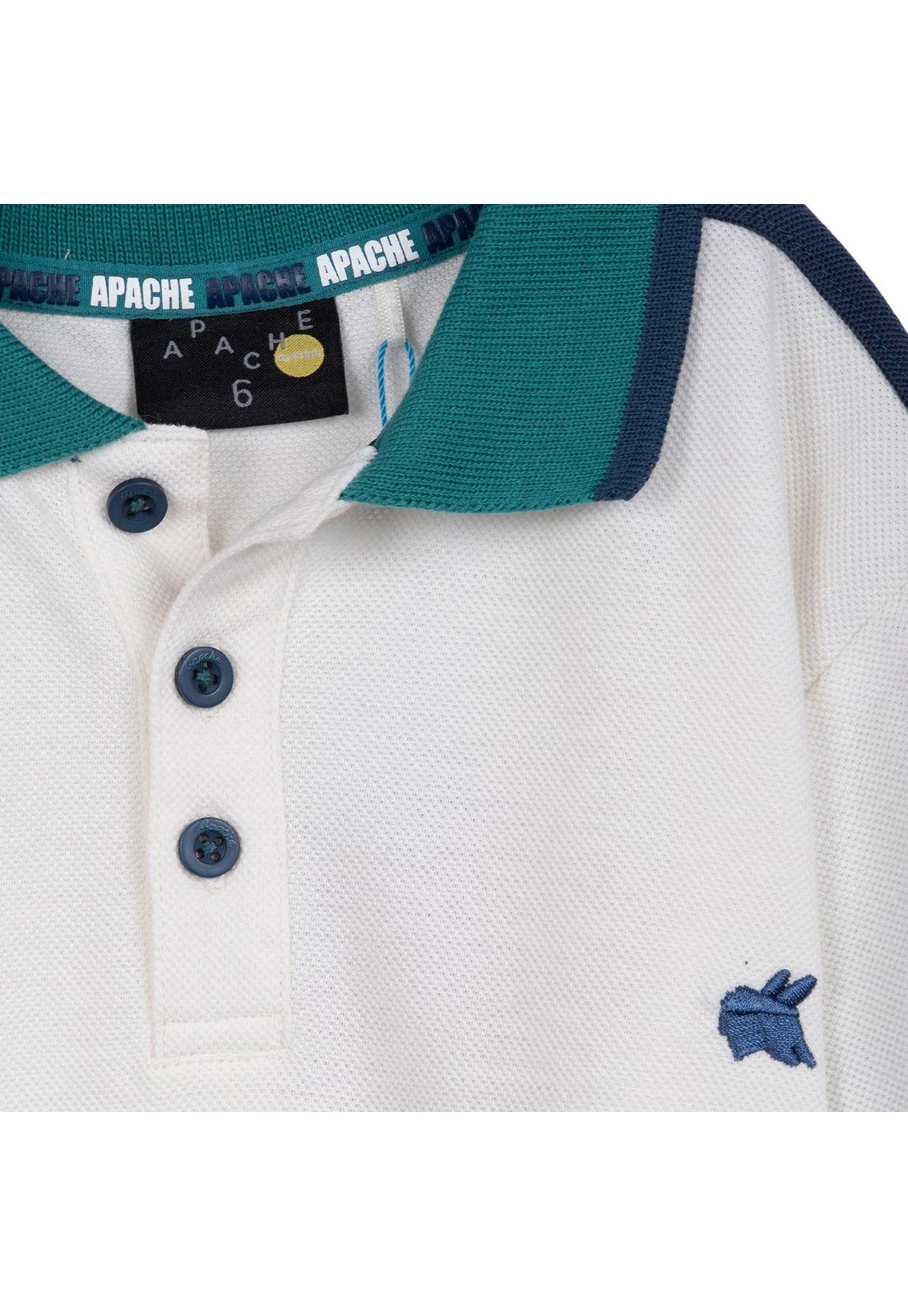 Polera Niño Manga Corta Cuello Piqué Blanco Pillin-2