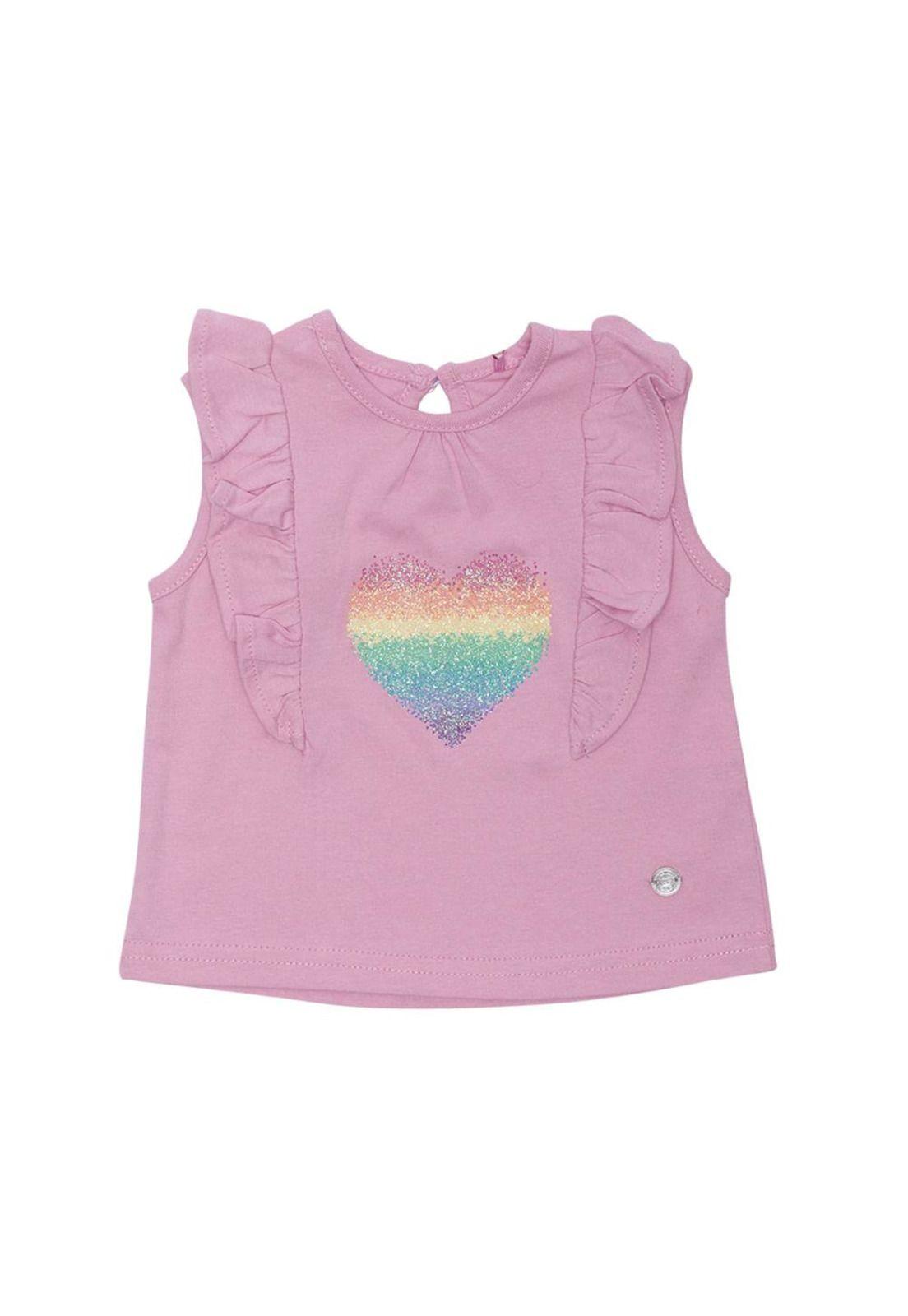 Polera Manga Corta Bebe Niña Lavanda Pillin-0