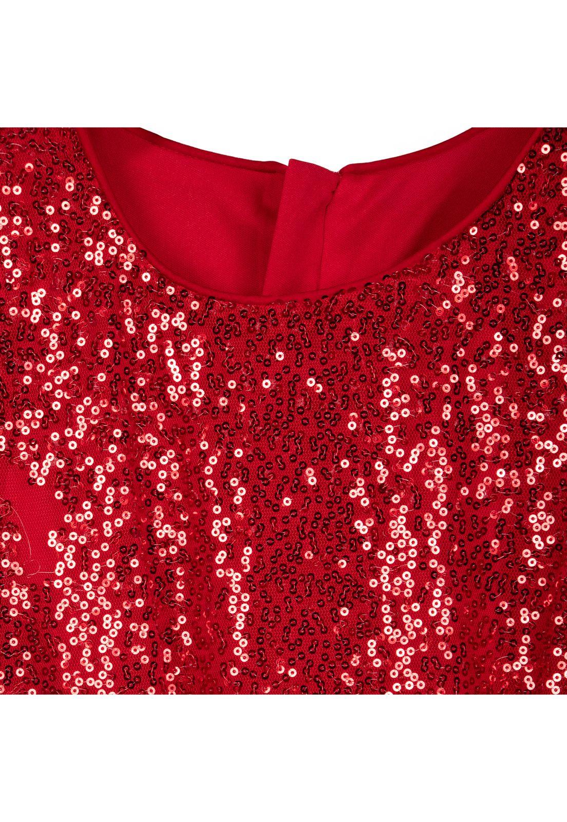 Vestido Niña Tul Lentejuelas Rojo Pillin-2