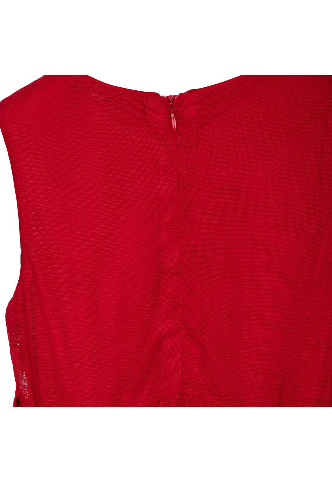 Vestido Niña Tul Lentejuelas Rojo Pillin-3