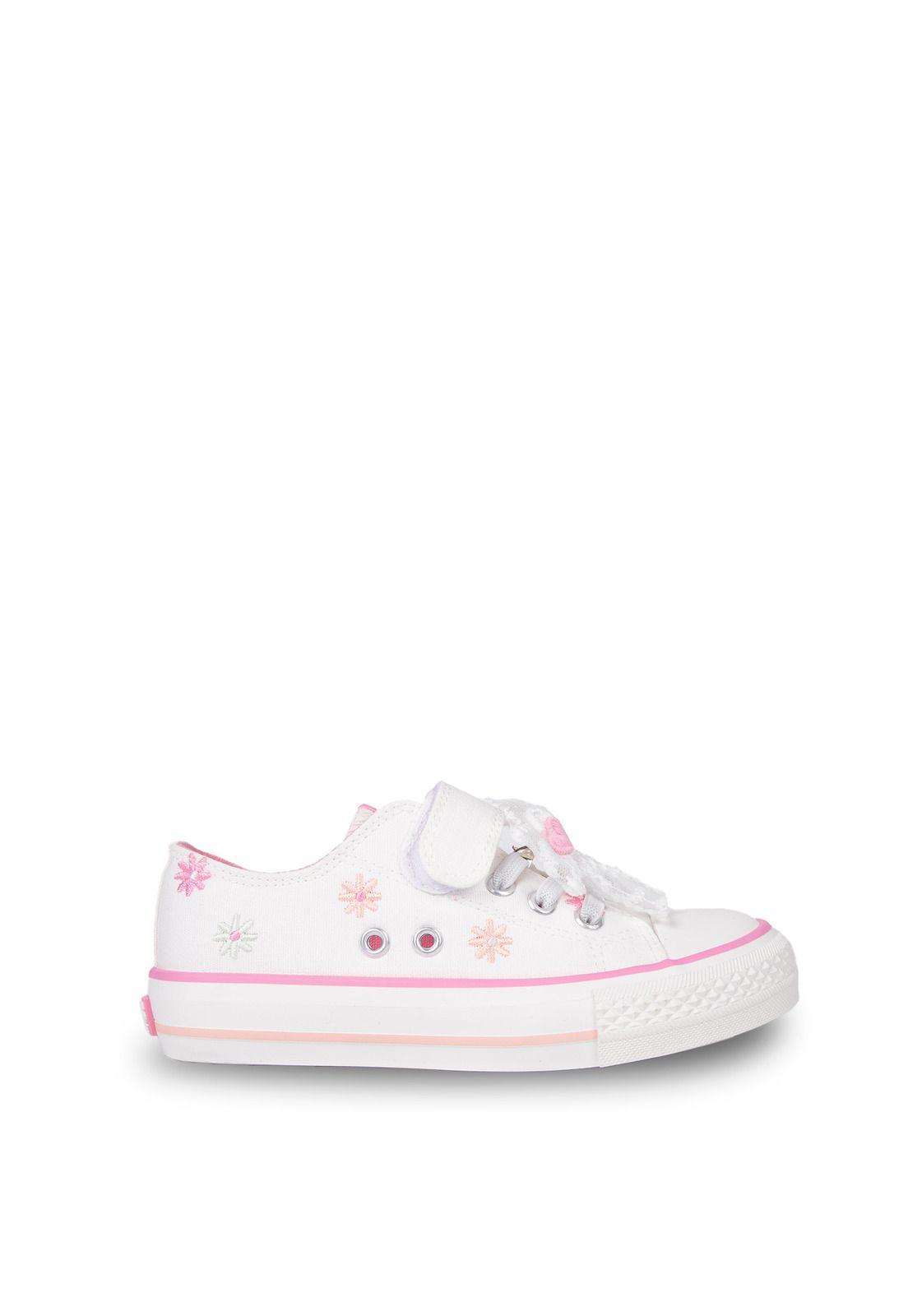 Zapatilla Niña de Lona Floral Blanco Pillin-0
