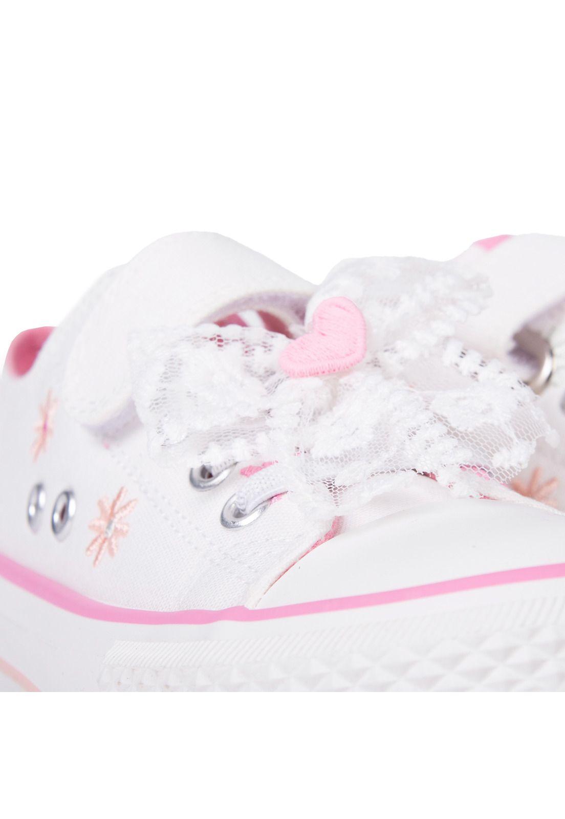 Zapatilla Niña de Lona Floral Blanco Pillin-3