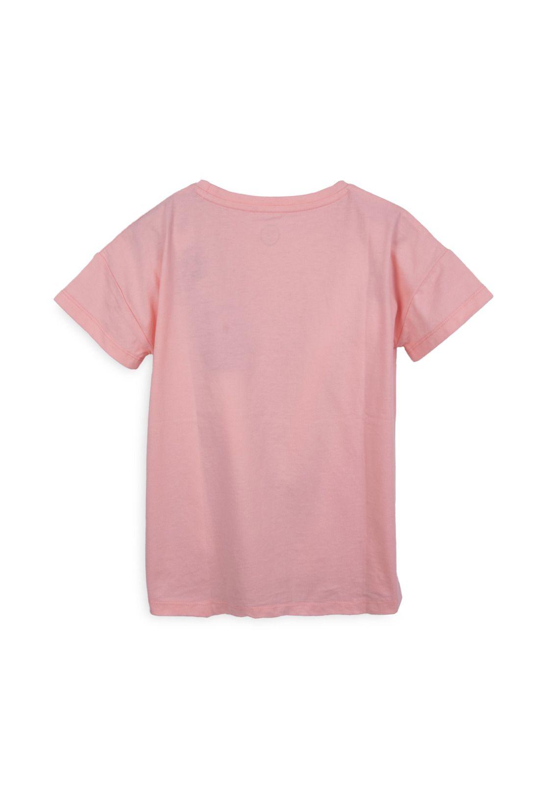 Polera Niña Manga Corta Estampado Piña Salmón Pillin-1