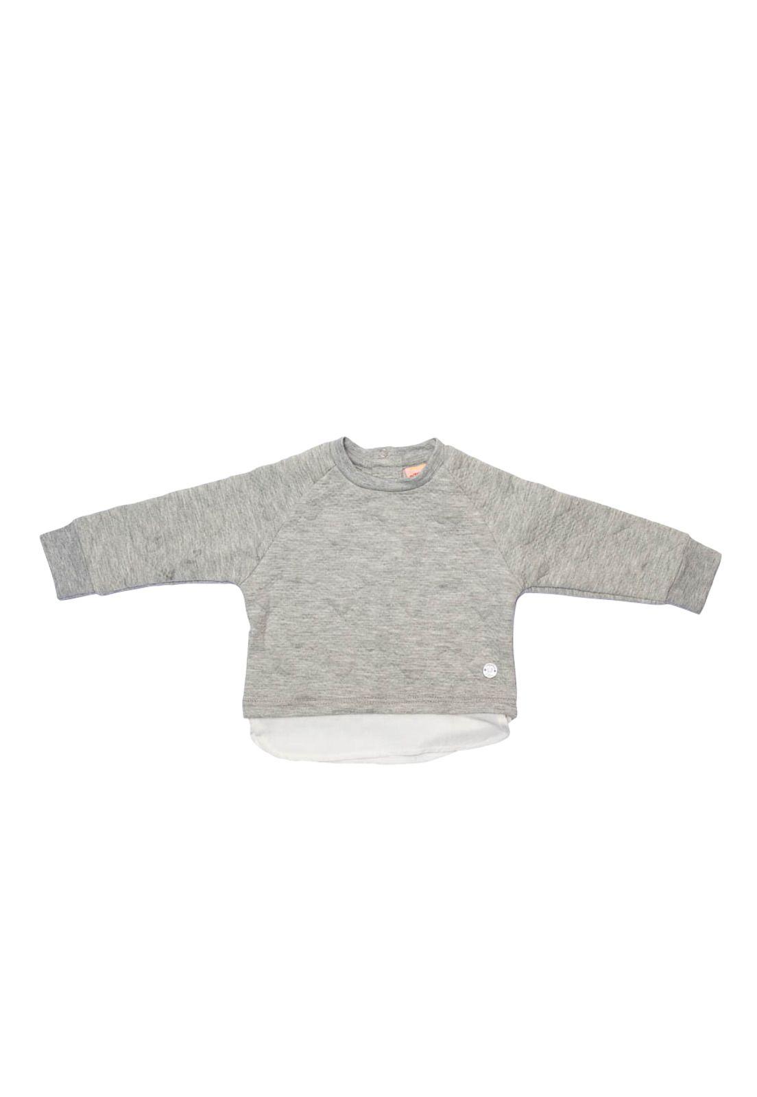 Polerón Cuello Redondo Bebe Algodón Invierno Niña Gris-1