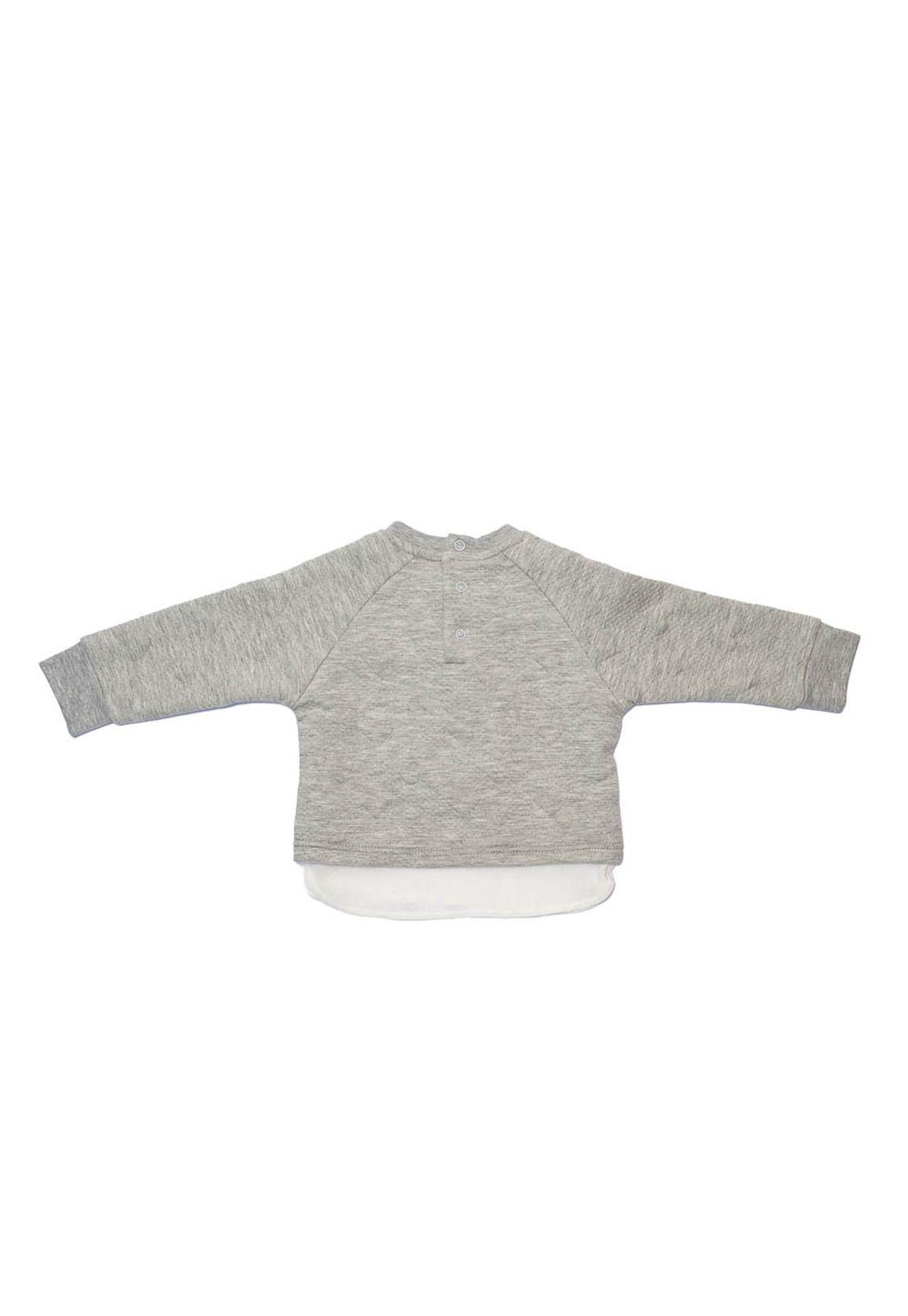 Polerón Cuello Redondo Bebe Algodón Invierno Niña Gris-2