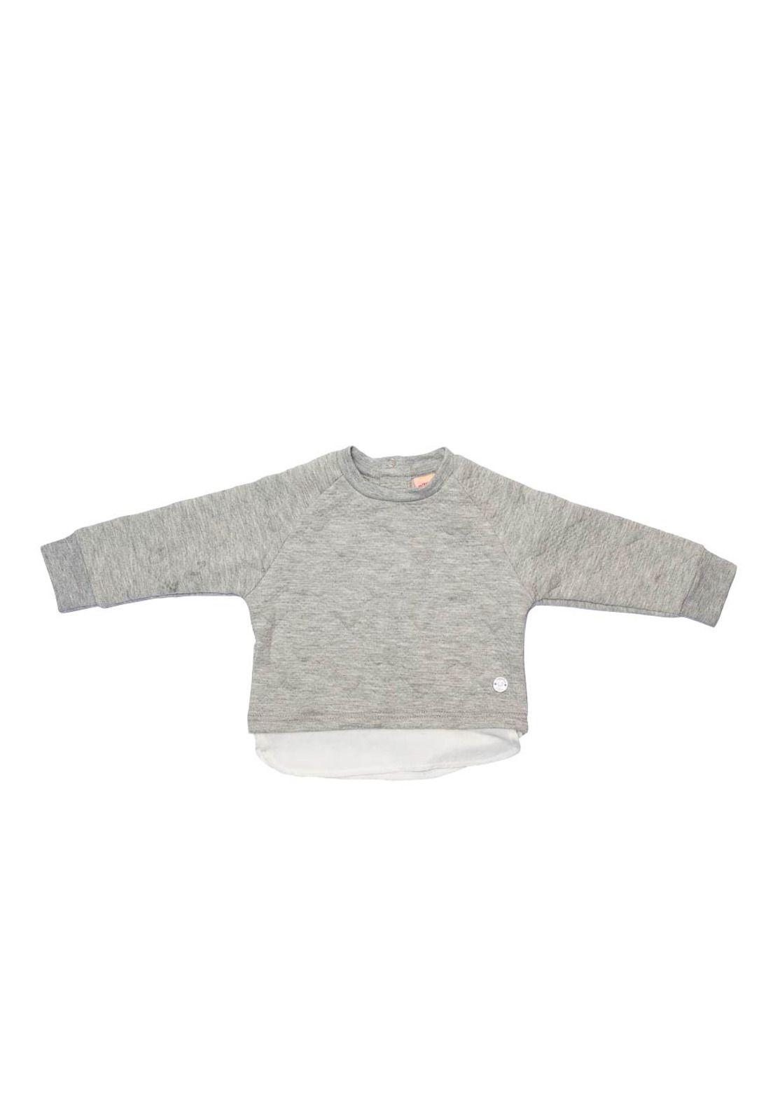 Polerón Cuello Redondo Bebe Algodón Invierno Niña Gris-0