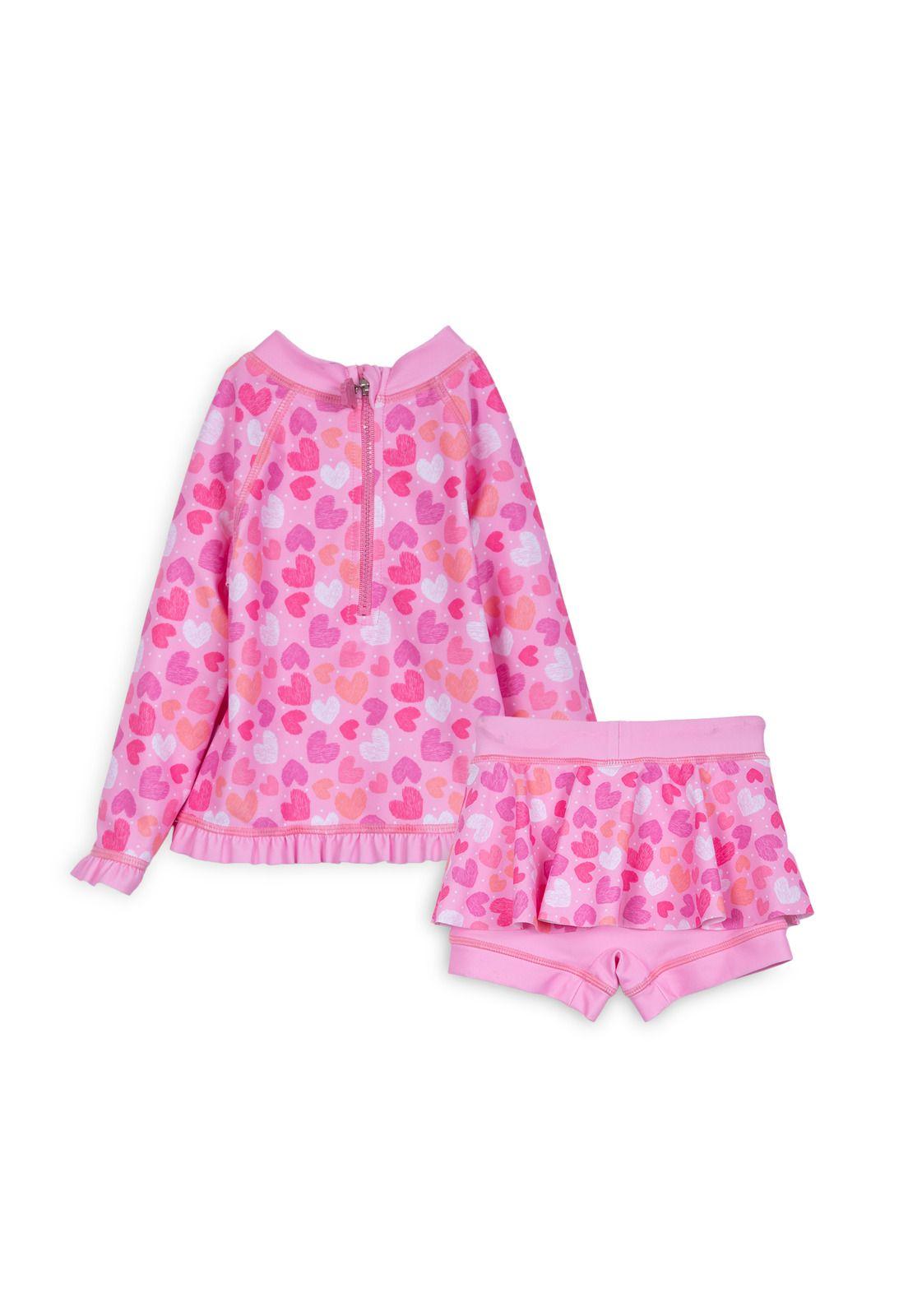 Traje de Baño Bebé Niña 2 Piezas Protección UV Rosado Pillin-1